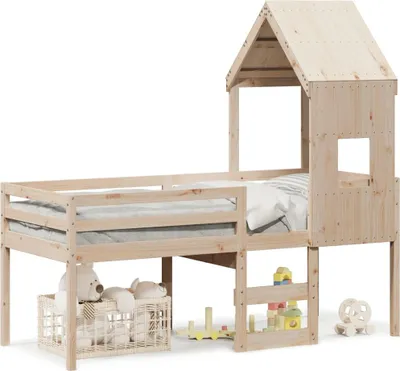 Immagine prodotto di vidaXL Letto a soppalco con tetto 90x200 cm in legno di pino massiccio