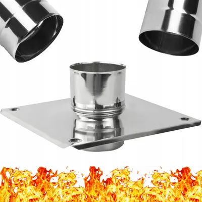 Image de Plaque de Cheminée en Acier Inoxydable - Plaque de Base pour Chapeau de Cheminée Fixation de Cheminée - Diamètre 180 mm – Ø 180 mm