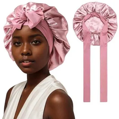 Produktbild von Schlafmütze aus Satin - Verstellbare Nachtmütze für Haarpflege