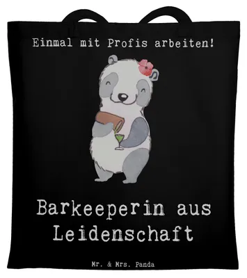 Produktbild von Mr. & Mrs. Panda Beutel Barkeeperin Leidenschaft - Schwarz - Geschenk, Bartender, Laptoptasche, Ausbildung, Kurs, Tote Bag, Jutebeutel, Shopping Tasche, Einkaufstasche