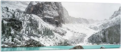 Produktbild von Bilder auf glas - Einteilig - Berge See Schnee - 140x50cm - Glasbilder - Wandbilder - Bilder - zum Aufhängen bereit - Wanddekoration aus Glas - Glas Bilder - Wandbild auf Glas - GAB140x50-4377