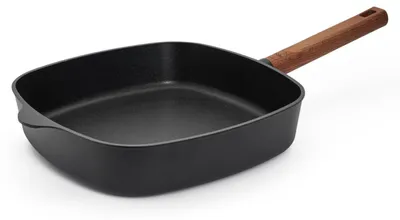 Viereckpfanne 28x28 cm, 6,5 cm hoch, PFAS-frei, Antihaft, Holzstiel