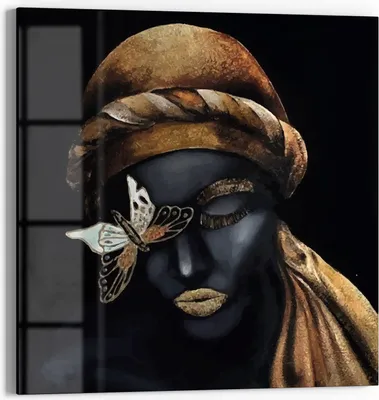 Produktbild von DEQORI Glasbild Echtglas 30x30 cm 'Frau mit Turban' Wandbild Bild modern Deko