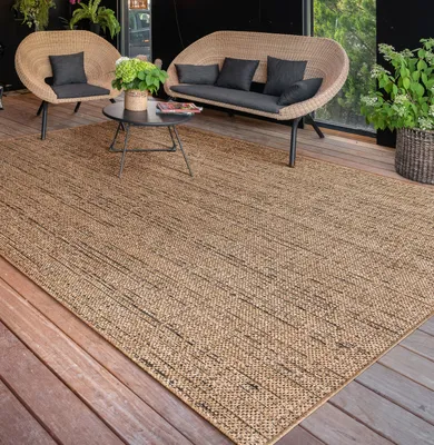 Produktbild von Outdoor Teppich wetterfest Modern Flachgewebe, Jute-Optik für Terrasse & Balkon Grösse 160x220 cm