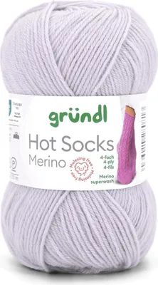 Produktbild von Gründl Hot Socks Merino 50 g/200 m 4-fädig uni 75 % Schurwolle(Merino) /25% Polyamid 11 hellgrau