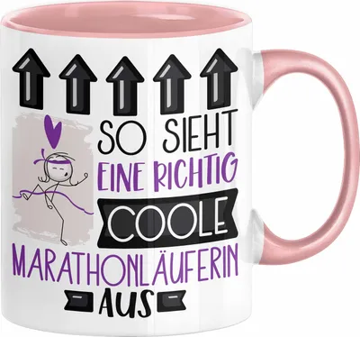 Produktbild von Marathonläuferin Geschenk Tasse Lustig Geschenkidee für Marathonläuferin Geburtstag So Sieht Eine Richtig Coole Marathonläuferin Aus Frauen Spruch (Rosa)
