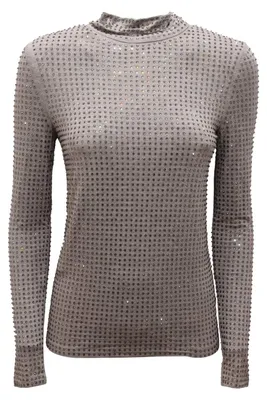 Productafbeelding van Q7791 Trui met ronde hals voor dames, merk Pinko Koch Woman, model "Jersey Full Strass"