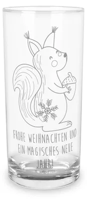 Produktbild von Mr. & Mrs. Panda Glas Eichhörnchen Weihnachten 400 ml - Transparent - Geschenk, Frohe, Tumbler, Cocktailglas, Guten Rutsch, Weihnachtsgruß, Longdrinkglas, Neujahr, Vogel