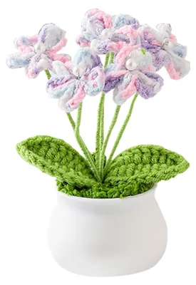 Handgehäkelte Plüschblume im Topf, lila Farbverlauf, 12x6x5 cm