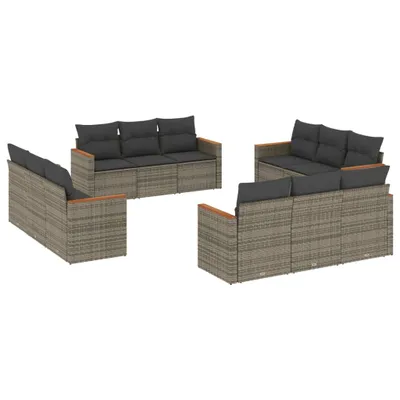 Produktbild von vidaXL 12-tlg. Garten-Sofagarnitur mit Kissen Grau Poly Rattan