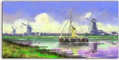 Produktbild von Coloray Acrylbild 140x70  Wandbild Acrylbilder Meer Landschaft Fischer Schiff Boot