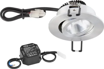 Zdjęcie produktu dla P-LED wpuszczana oprawa sufitowa 230 V okrągła aluminiowa – oprawa LED nie jest wymienna PC...