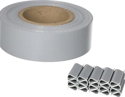 Produktbild von Sellon24® PVC Sichtschutzstreifen Doppelstabmatten Zaun 35 m x 4,75 cm Grau 20 Befestigungsclips inkl. Sichtschutz Windschutz Garten Gartenzaun 450g/m²
