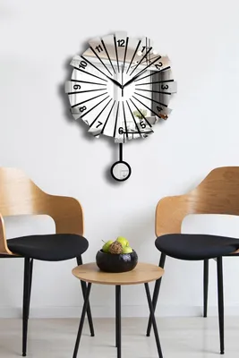 Image de Wallity, Vlnt111Gu, horloge murale décorative, argent, MDF, 39 x 50 cm