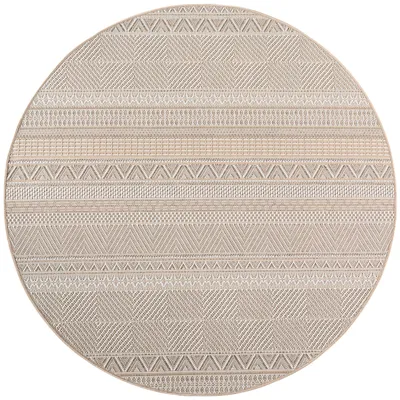 Imagen del producto de Alfombra para exteriores, estilo étnico, ideal para salón, balcón o terraza, color beige, 160x160 cm, forma redonda