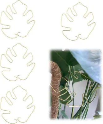 Image de Tiges décoratives Monstera dorées, lot de 4 pièces