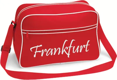 Produktbild von multifanshop Retrotasche - Frankfurt - Schriftzug, rot/weiß, Größe one size