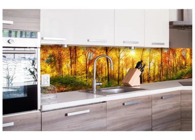 Produktbild von Küchenrückwand Folie selbstklebend SONNIGER WALD 260 x 60 cm - Klebefolie - Dekofolie - Spritzschutz für Küche -