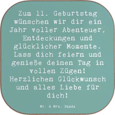 Produktbild von Mr. & Mrs. Panda Tassenuntersetzer Spruch 11. Geburtstag Wunder - Meeresbrise - Geschenk, Geburtstagskind, Coaster, Tischuntersetzer, gläseruntersetzer, Alter