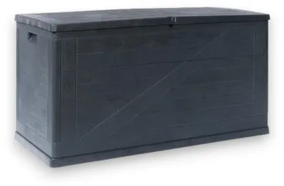 Immagine prodotto di Baule in resina antracite effetto legno da esterno 120x56xh63 cm 420 lt Multibox Wood
