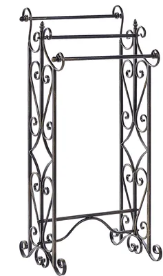 Produktbild von BELIANI Handtuchständer Schwarz Metall mit 3 Stangen Antik Optik Vintage Retro Stil Badezimmer Schlafzimmer Wohnzimmer Dekoration