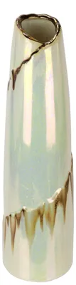 Keramik-Tischvase 39 cm, Creme, dekorativ, für Blumen & Pampasgras