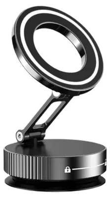 Produktbild von INF Magnetischer Auto-Handyhalter ABS und Edelstahl 5cmx5cmx4cm drehbar Schwarz
