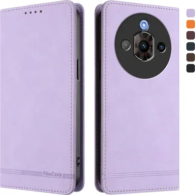 Produktbild von Hülle für ZTE Nubia Focus Pro 5G, Retro Kunstleder Ständer Klapphülle mit Kartenfächer und Magnetische Violett