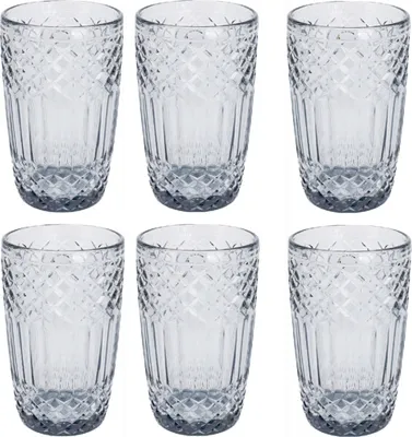 Image de Lot de 6 verres Excellent Houseware, en verre, 8 x 13 cm, 380 ml, transparent/noir