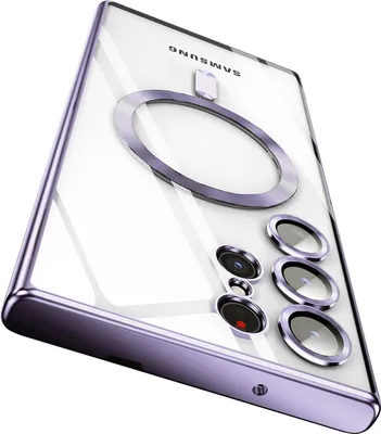 Immagine prodotto di Custodia per cellulare per Samsung Galaxy S23 Ultra con protezione Magsafe e fotocamera, Magnetic Ultra Thin Clear Cover Case Viola