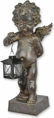 Produktbild von Casa Padrino Jugendstil Deko Skulptur Engel mit Laterne H. 46,4 cm - Weihnachtsdeko