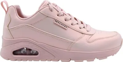 A single pink Skechers sneaker shown from the side against a white background.