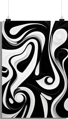 Produktbild von Abstrakt Poster - Schwarz-Weiß Poster - Elegantes Poster - 61x91cm - Perfekt zum Einrahmen