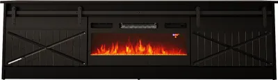 Immagine prodotto di Mobile TV GRANERO 200 cm SCHWARZ GLANZ con caminetto elettrico Frontali fresati MDF Tavola ribassata Credenza Cassettiera Tavolo Hi-Fi Tavolo TV Stile cottage moderno Stile country Porta TV stile rustico Alta qualità
