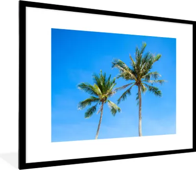 Produktbild von MuchoWow® Gerahmtes Poster Palme - Sommer - Tropisch 80x60 cm - Poster mit Schwarzem Bilderrahmen Wandposter Rahmen Foto Bilder - Schlafzimmer-Dekorationen - Fotoposter