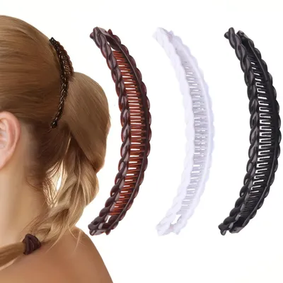 Produktbild von Bananenspange 3 Stück – Große Haarspangen mit Doppelzahn-Kamm – Bananenspangen für langes, feines & dickes Haar – Damen Haarschmuck – Pastellfarben