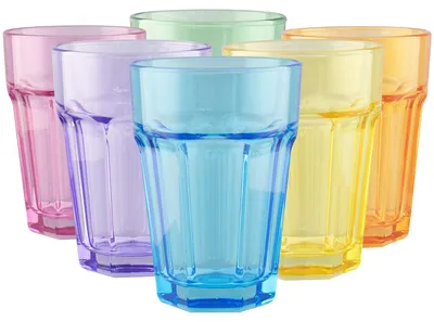 Trinkgläser Set 6er-Set 6 Farben 370 ml Longdrinkgläser