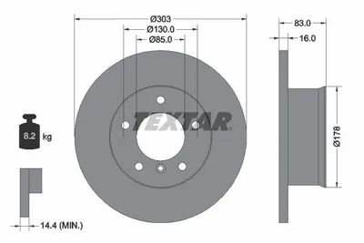 Obrázok produktu pre 2 brzdové kotúče Textar 303 mm vpredu pre Mercedes W460 W461
