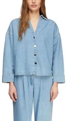 Produktbild von COMMA Damen Bluse – Relaxed Fit, Denim, Hemdkragen, Langarm
