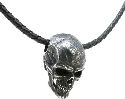 Produktbild von Lederkette Edelstahlkette 316L SKULL 50 cm Leder 05-05