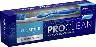 Immagine prodotto di Truesmile | Dentifricio - 100 ml - Extreme Clean - Menta - Con fluoro - Doppia formula antibatterica - Spazzolino in un set