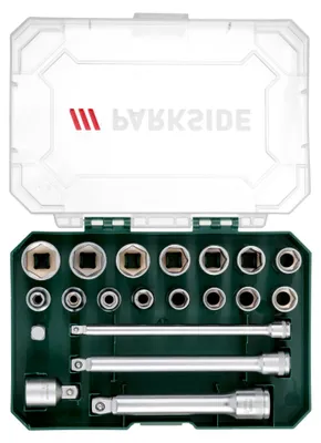 Produktbild von PARKSIDE® Ratschenset 2tlg., Steckschlüsseleinsätze 20tlg. (Steckschlüsseleinsätze 20.tlg.)