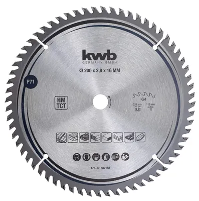 Zdjęcie produktu dla kwb 587168 Tarcza pilarska z węglików spiekanych 200 x 16 mm 1 szt