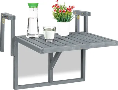 Produktbild von Famanu Balkontisch - Höhenverstellbar, klappbar und platzsparend - Holz