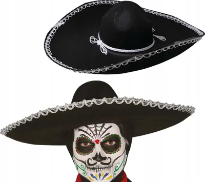 Obrázok produktu pre Sombrero klobúk čierny Halloween mexický KW 55 cm pre mužov