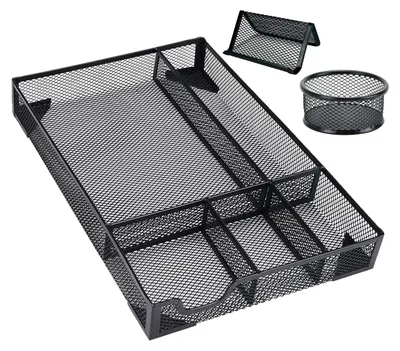 Schubladen-Organizer Metall 5 Fächer 31,2x21,2x4,3 cm schwarz