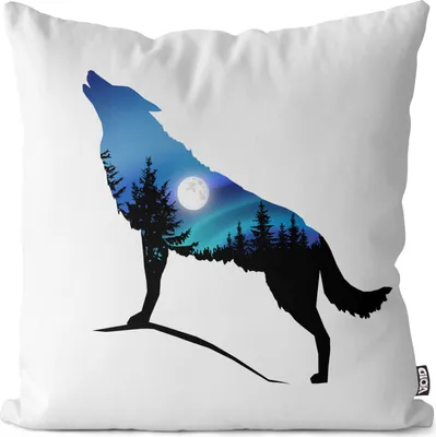 Produktbild von VOID Heulender Wolf Mond Kissenbezug Kissenhülle sofa couch wohnzimmer dekoration wasserfest Outdoor Garten Kissen bezug deko