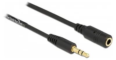Immagine prodotto di Delock Spiralkabel Verlängerung 3,5 mm 3 Pin Klinkenstecker zu Klinkenbuchse 1,5 m schwarz
