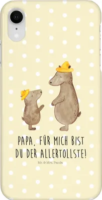 Produktbild von Mr. & Mrs. Panda Iphone XR Handyhülle Bären mit Hut - Gelb Pastell - Geschenk, Premium Kunststoff, Kinder, Dad, Muttertag, Vatertag, Familie, Vater, Handy Case