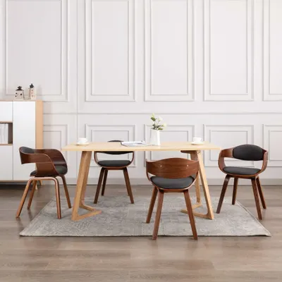 Produktbild von The Living Store Esszimmerstühle 6 Stk. Bugholz und Stoff Grau